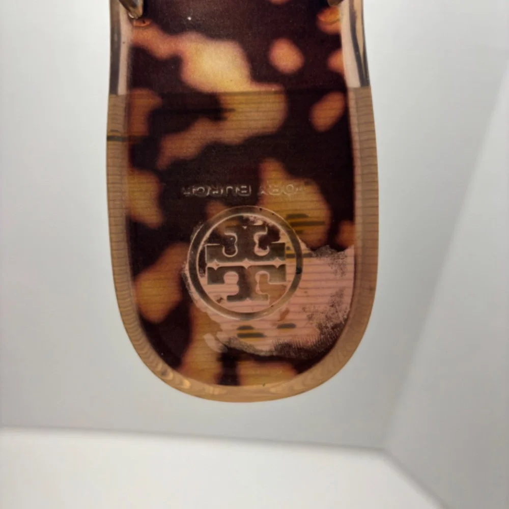 Tory Burch Mini Miller Flat Jelly Thong Sandal Tortoise Shell Size 7 - Picture 9 of 12